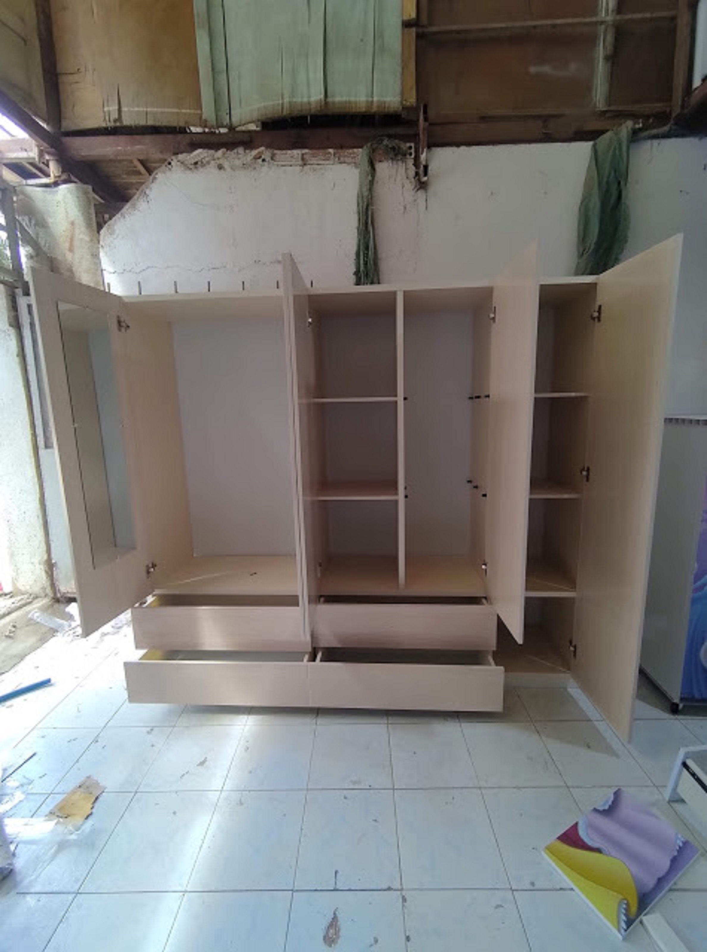 Tủ Nhựa Đài Loan 5 Cánh 4 Ngăn Màu Gỗ Sồi 050