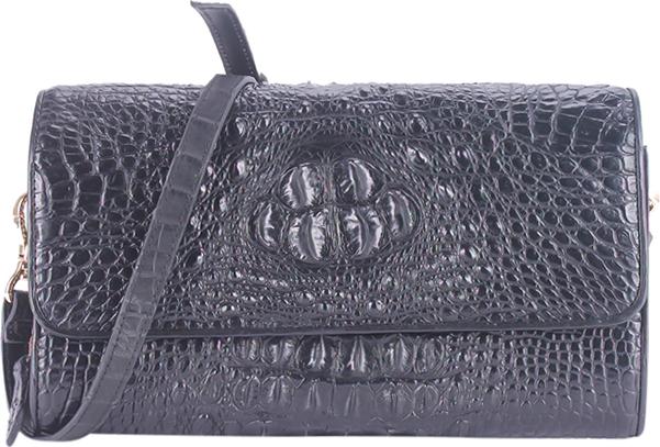 Túi Đeo Chéo Nữ Da Cá Sấu Huy Hoàng HT6228 (14.5 x 24.5 cm) - Đen