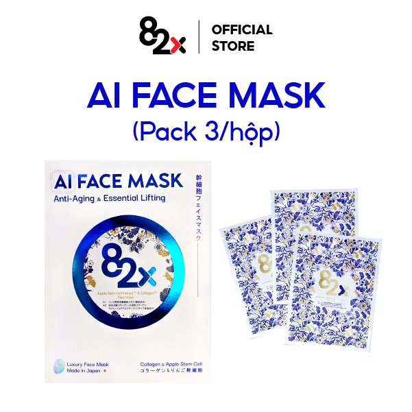 82X AI FACE MASK mặt nạ cấp ẩm , dưỡng sáng và phục hồi da chuyên sâu cao cấp Nhật Bản ( 3 miếng/ hộp).