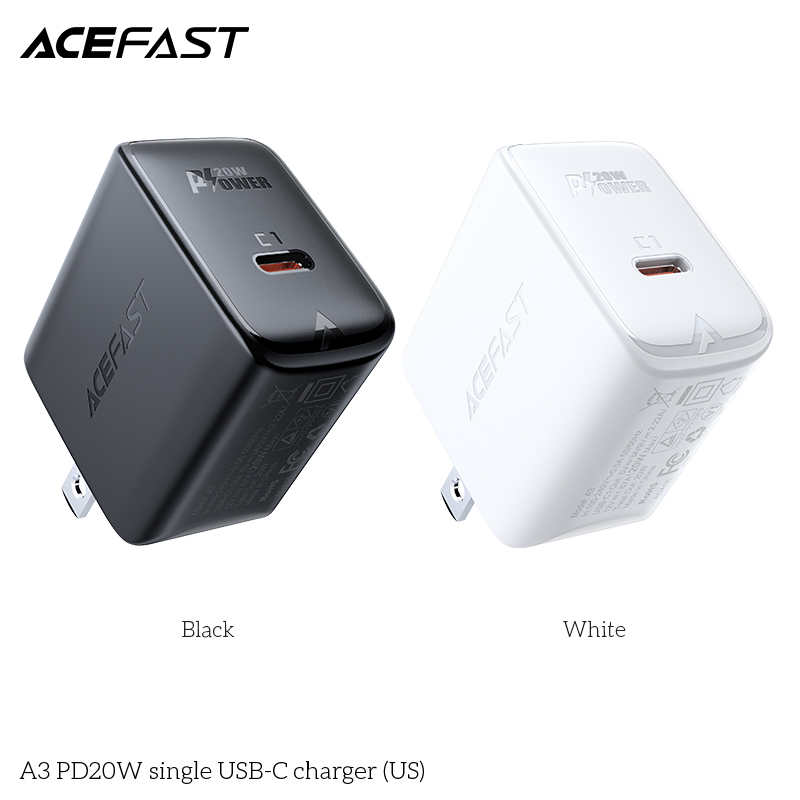 Sạc Acefast PD3.0 20W 1 cổng USB-C (US) - A3 Hàng chính hãng Acefast