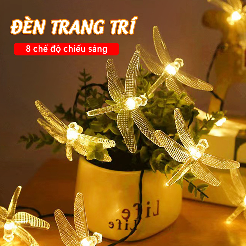 Đèn năng lượng mặt trời trang trí sân vườn hình chuồn chuồn, dễ thương, 8 chế độ chiếu sáng, hiệu suất cao- K2061