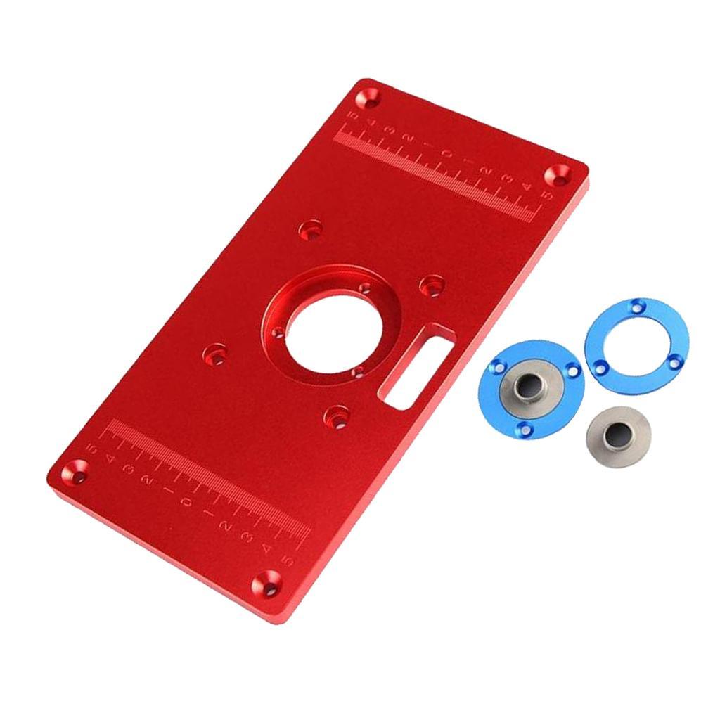 Alloy Router Table Insert Plate with 2 Router Insert Rings 235x120x10mm Red