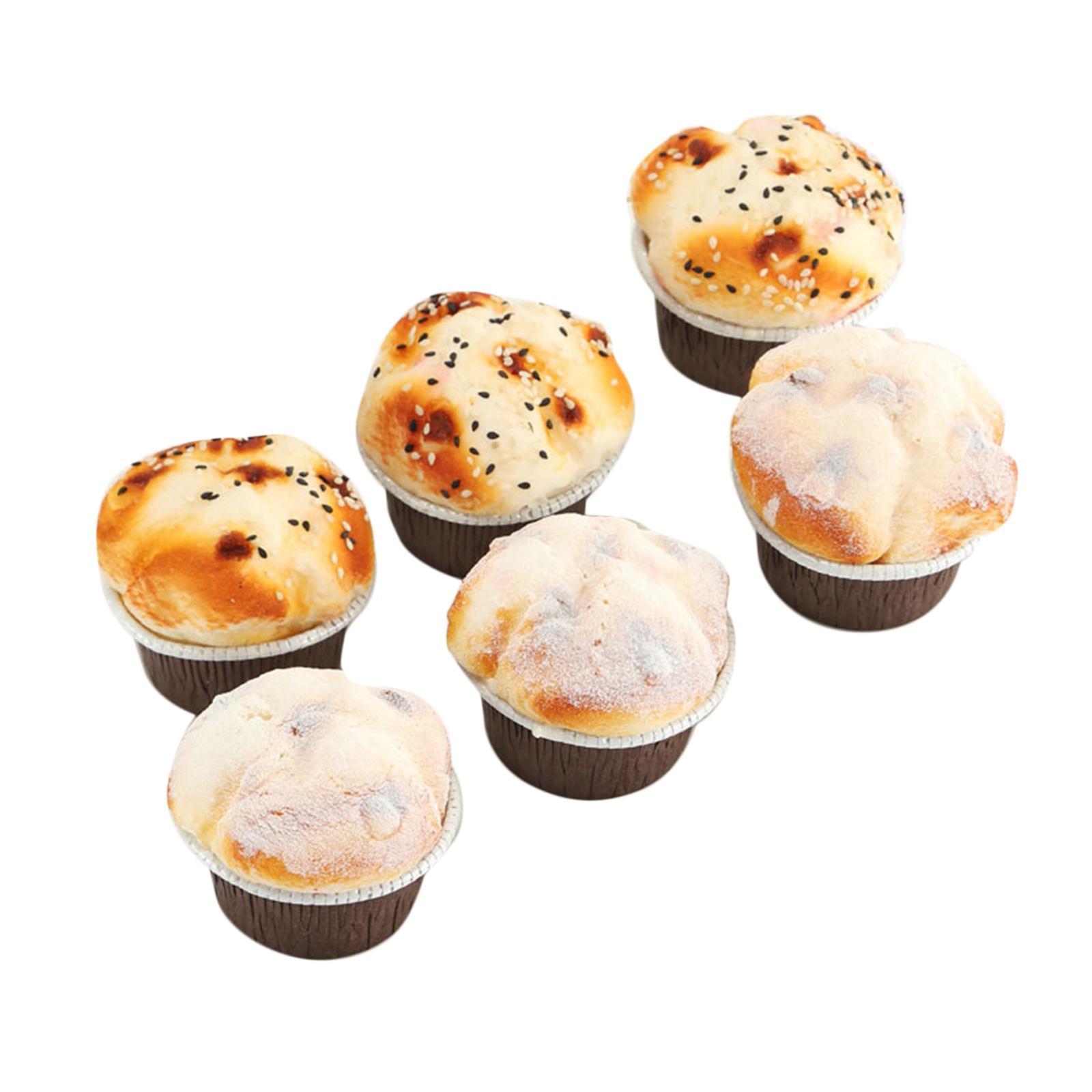6Pcs Artificial Cake Simulation Realistic Food Cupcake Bread Dessert