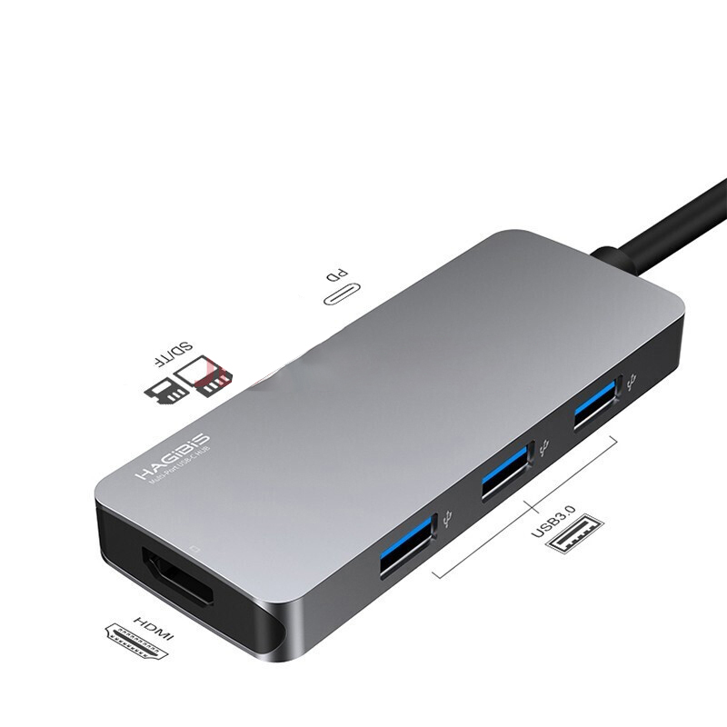 Cáp chuyển đổi Hagibis 7in1 USB-C to HDMI 4K/ USB 3.0/SD/micro SD/ PD - Hàng nhập khẩu