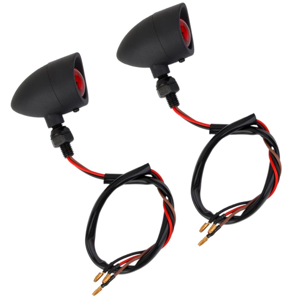 2x Motorcycle Turn Signals Mini   Blinker Red Indicator Lights Lamp