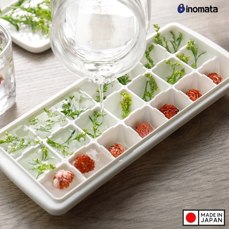 Combo 2 khay làm đá 12 viên có nắp Inomata 