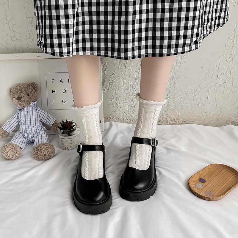 Giày Lolita đế cao 6cm Mary Jane style Ulzzang Hàn Quốc quai ngang Mẫu mới 2022