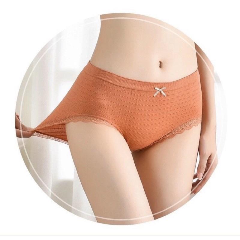 Sét 10 quần lót cotton phối ren lụa vân sọc