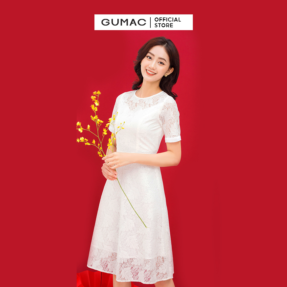 Đầm dáng xòe GUMAC DC01047 cơ bản cúp ngực