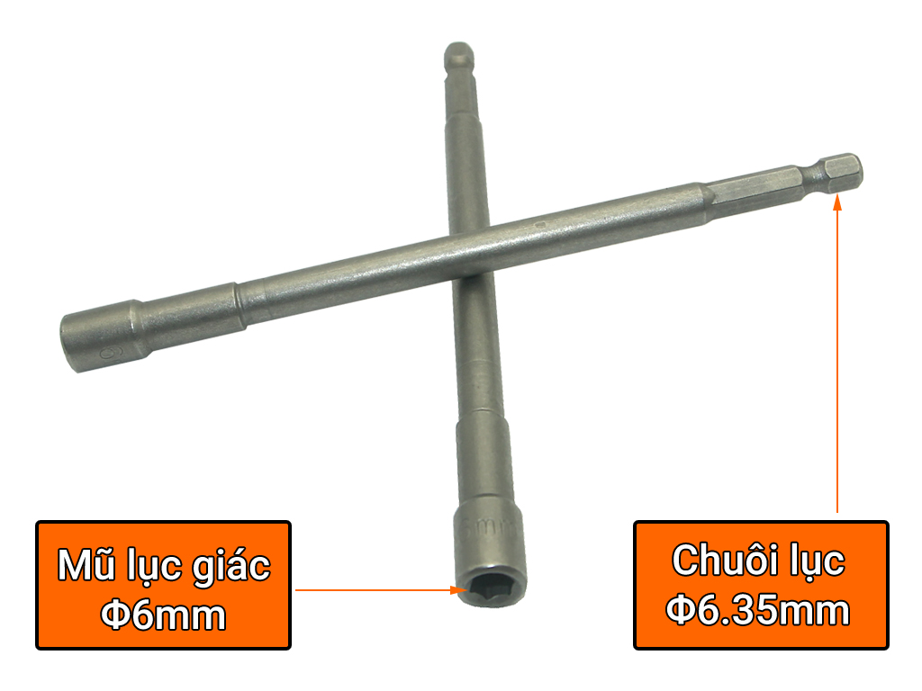 Đầu vặn vít mũ lục giác  dài 150mm chuôi lục thép Cr-V kích thước đầu vặn vít tùy chọn