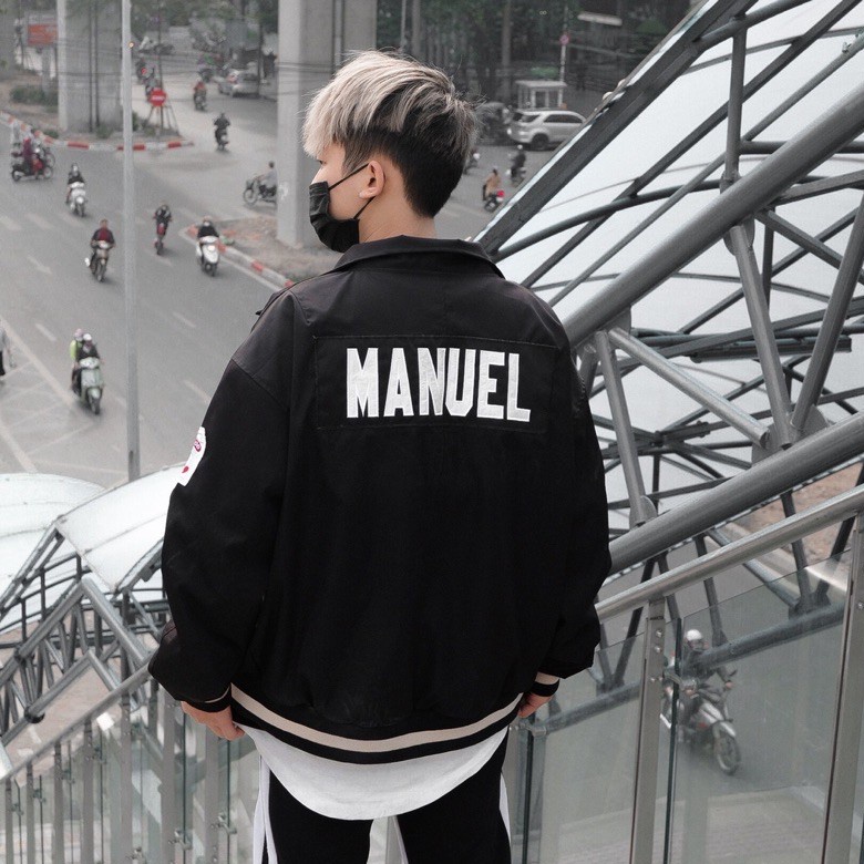 Áo khoác bomber Essential Manuel nam nữ chất dù oversize form rộng bóng chày unisex - Gin Store