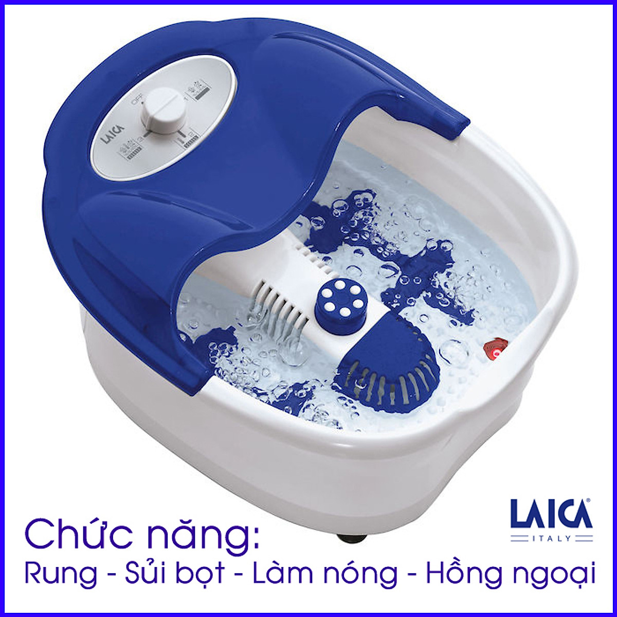 Bồn Ngâm Chân Mát Xa Thư Giãn LAICA PC1301B - ITALY - Chức Năng Sủi - Rung - Giữ Ấm