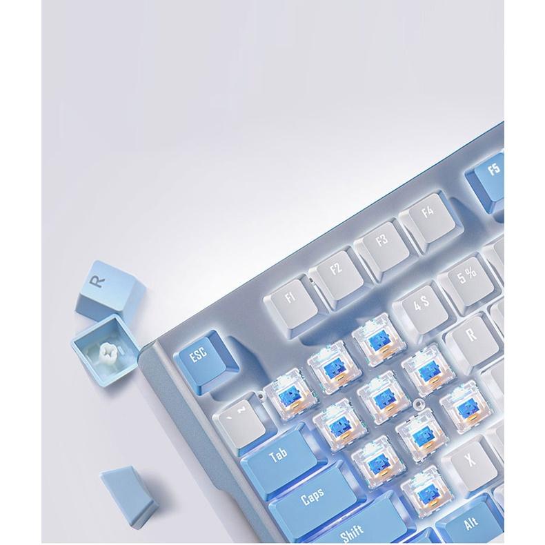 Bàn phím cơ gaming có dây ONIKUMA BASIC Blue switch 104 phím có đèn RGB màu trắng xanh/đen dành cho máy tính/laptop [Hàng chính hãng