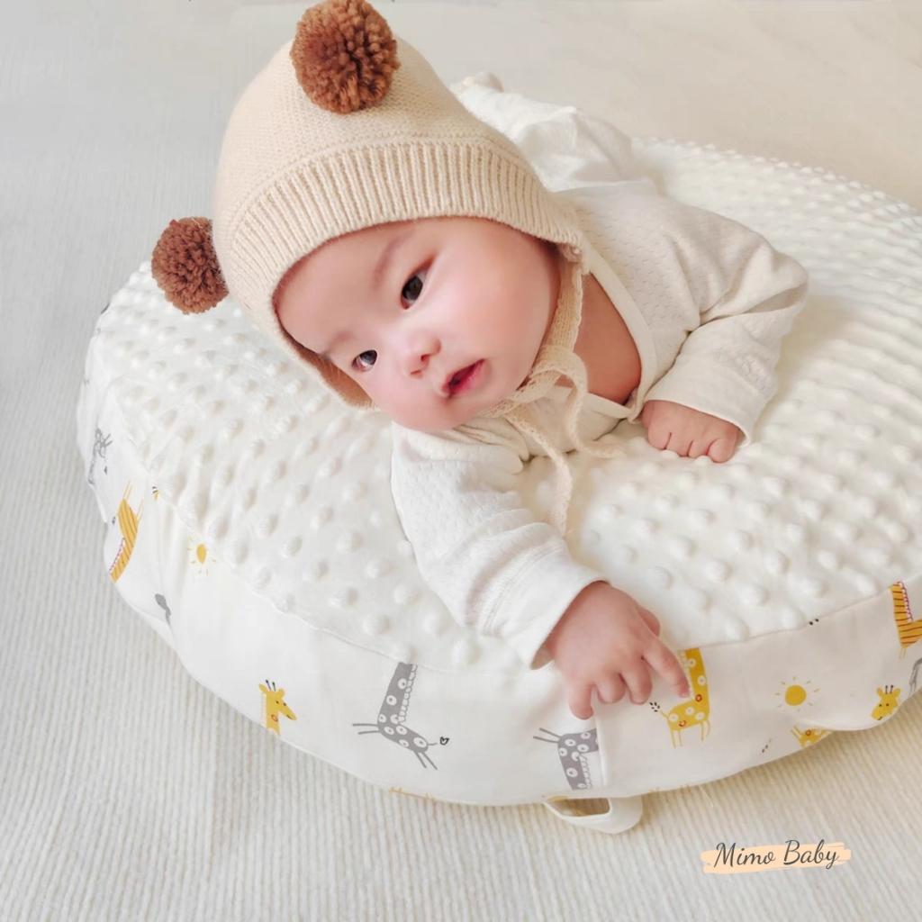 Mũ nón len buộc dây đính quả bông xinh xắn cho bé ML204 Mimo Baby