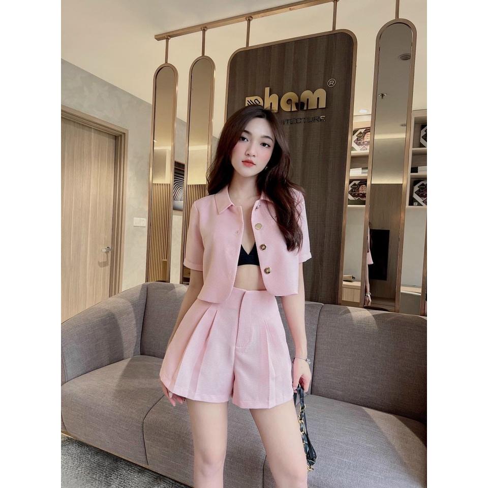 Set bộ đồ nữ áo khoác tay ngắn mix áo bra năng động, cá tính dành cho các nàng vừa đi chơi vừa đi làm