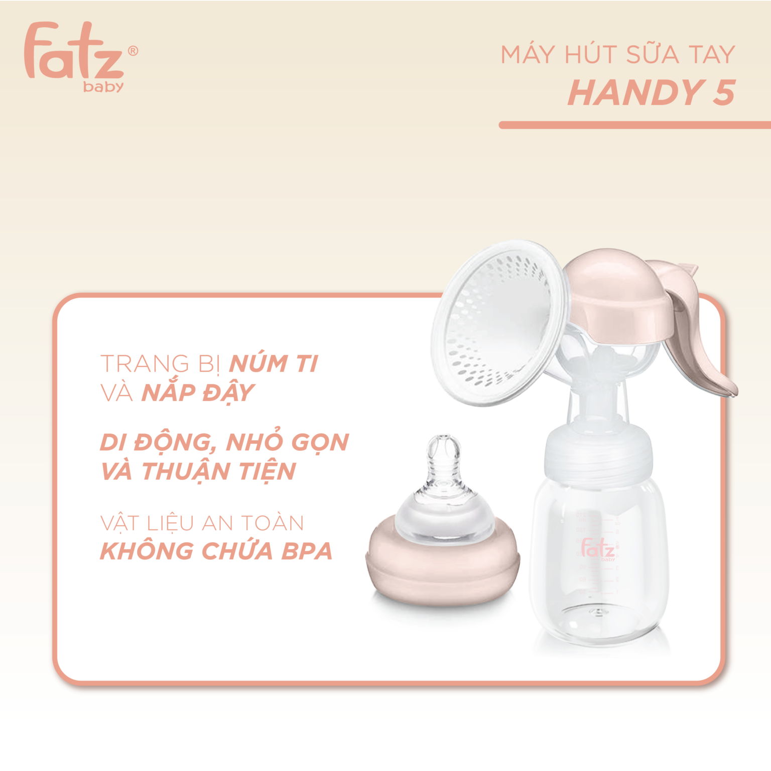 Máy hút sữa tay Fatzbaby Handy 5 FB1011HY - Bảo hành 12 tháng