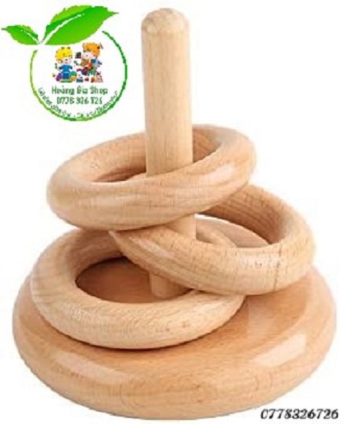 3 vòng gỗ trên trục thẳng đứng - Three Discs on a vertical Dowel-wooden color