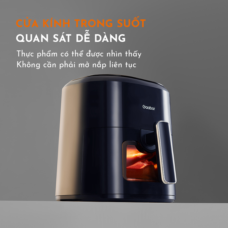 Nồi chiên không dầu điện tử GAABOR GA-E5D01 dung tích 5 lít 10 chế độ nấu công suất 1200W cửa kính quan sát thức ăn - Hàng chính hãng