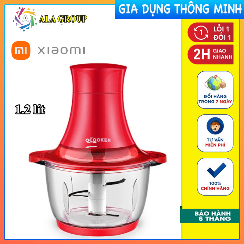 Máy xay thịt thực phẩm đa năng QCOOKER Đỏ - Thiết bị xay trộn nghiền tiện dụng cho gia đình - Hàng Chính Hãng