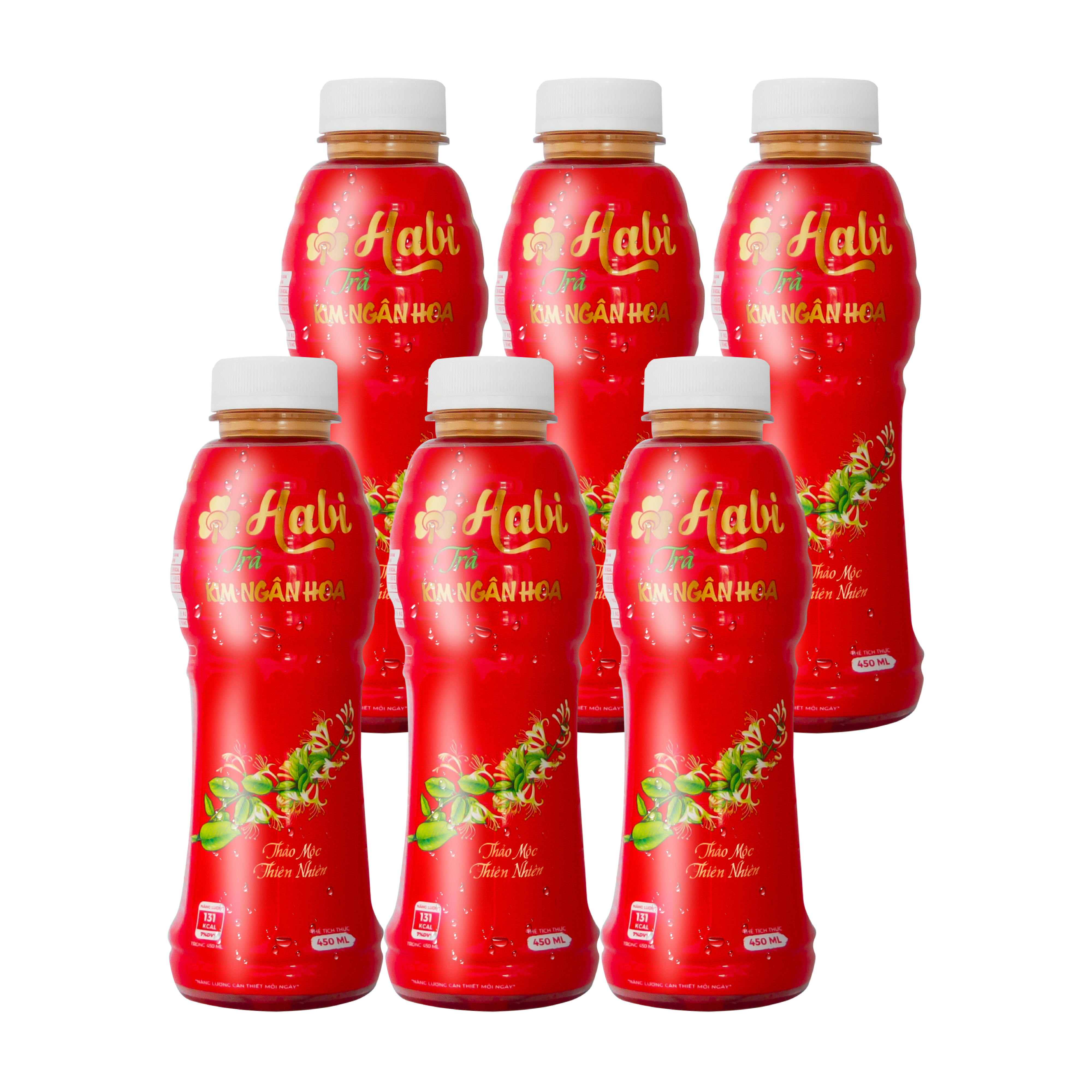 Trà Thảo Mộc Kim Ngân Hoa Habi Chai 450ml - Lốc 6 Chai