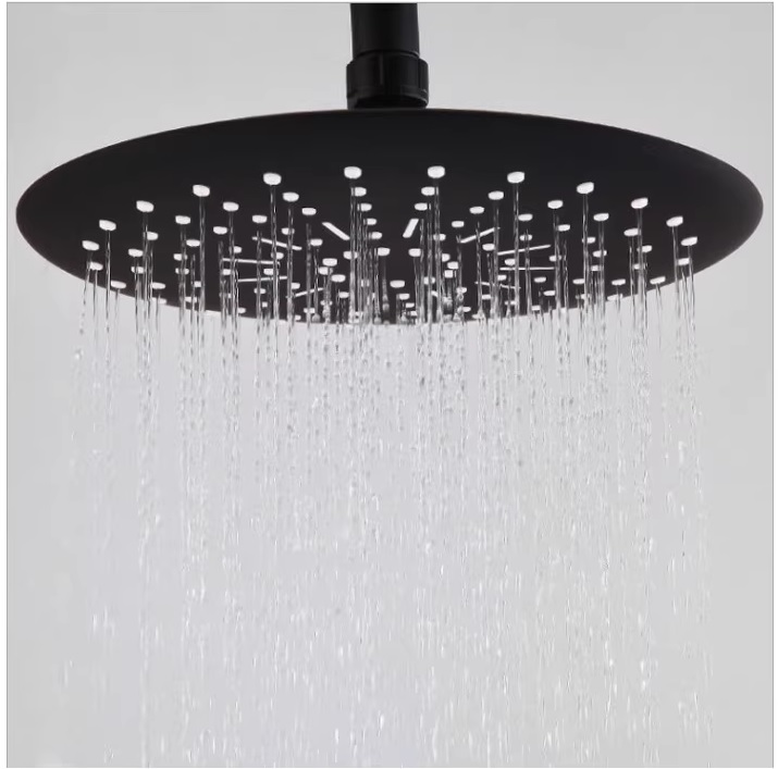 Bộ cây sen tắm nóng lạnh, thép không gỉ màu đen, kiểu tròn, 3 trong 1