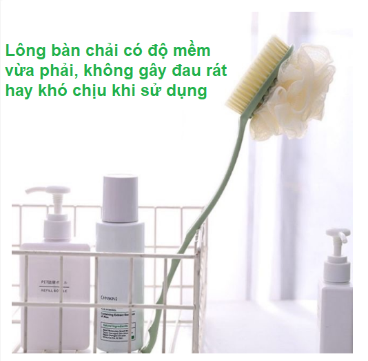 Cây cọ lưng tắm 2 đầu bông vải lưới và lông bàn chải sản phẩm cần thiết cho phòng tắm GD647-CoLung2D