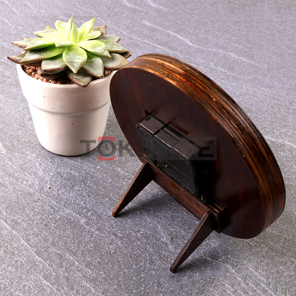 Đồng hồ gỗ để bàn phong cách nghệ thuật – Xếp Lớp 3D độc đáo