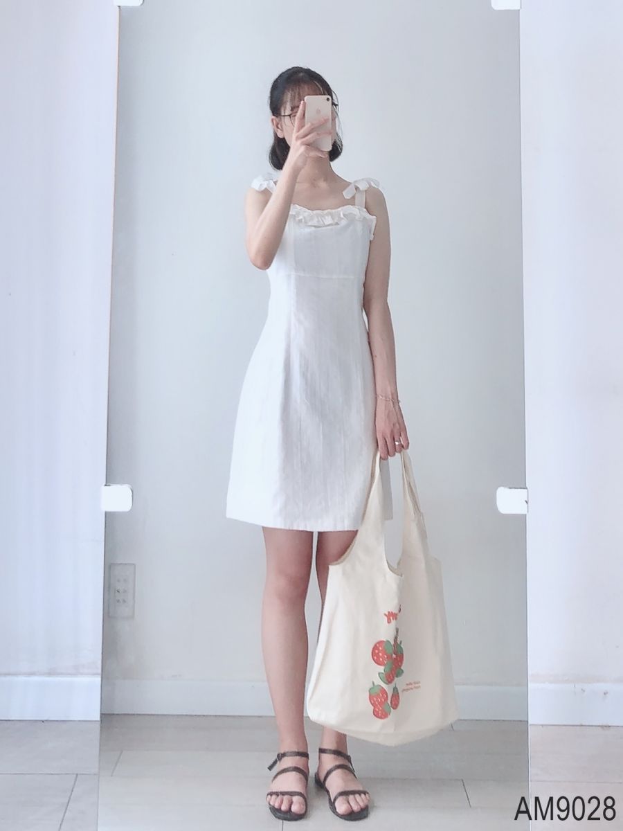 Đầm hai dây Nữ dáng ôm cột nơ vai OvanMade AM9028