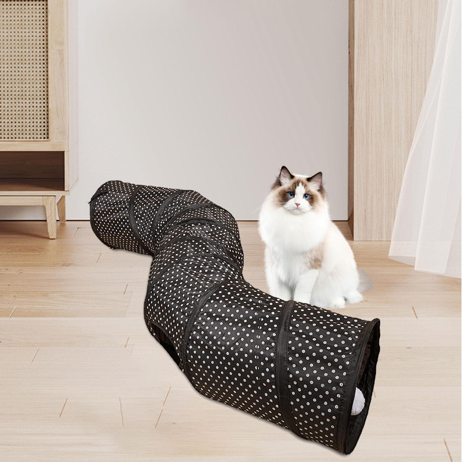 Cat Tunnel with Playing Ball Tent Tunnel Folding Play Tunnels Kitten Foldable Tunnel Cat Toy for Kitten Hamster Indoor Cats