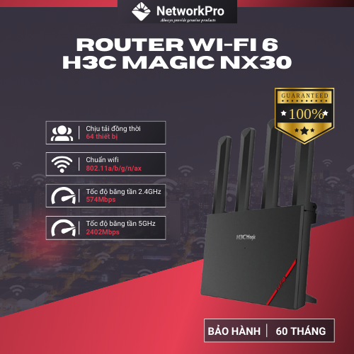 Bộ Phát WiFi H3C NX30 Băng Tần Kép Chuẩn WiFi 6 RC3000 - Hàng Chính Hãng