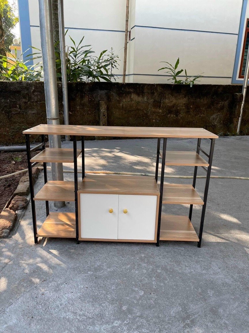 Kệ lò vi sóng đôi, tủ bếp để lò nướng đa năng hiện đại khung sắt sơn tĩnh điện, gỗ MDF phủ Melamine TAGO33