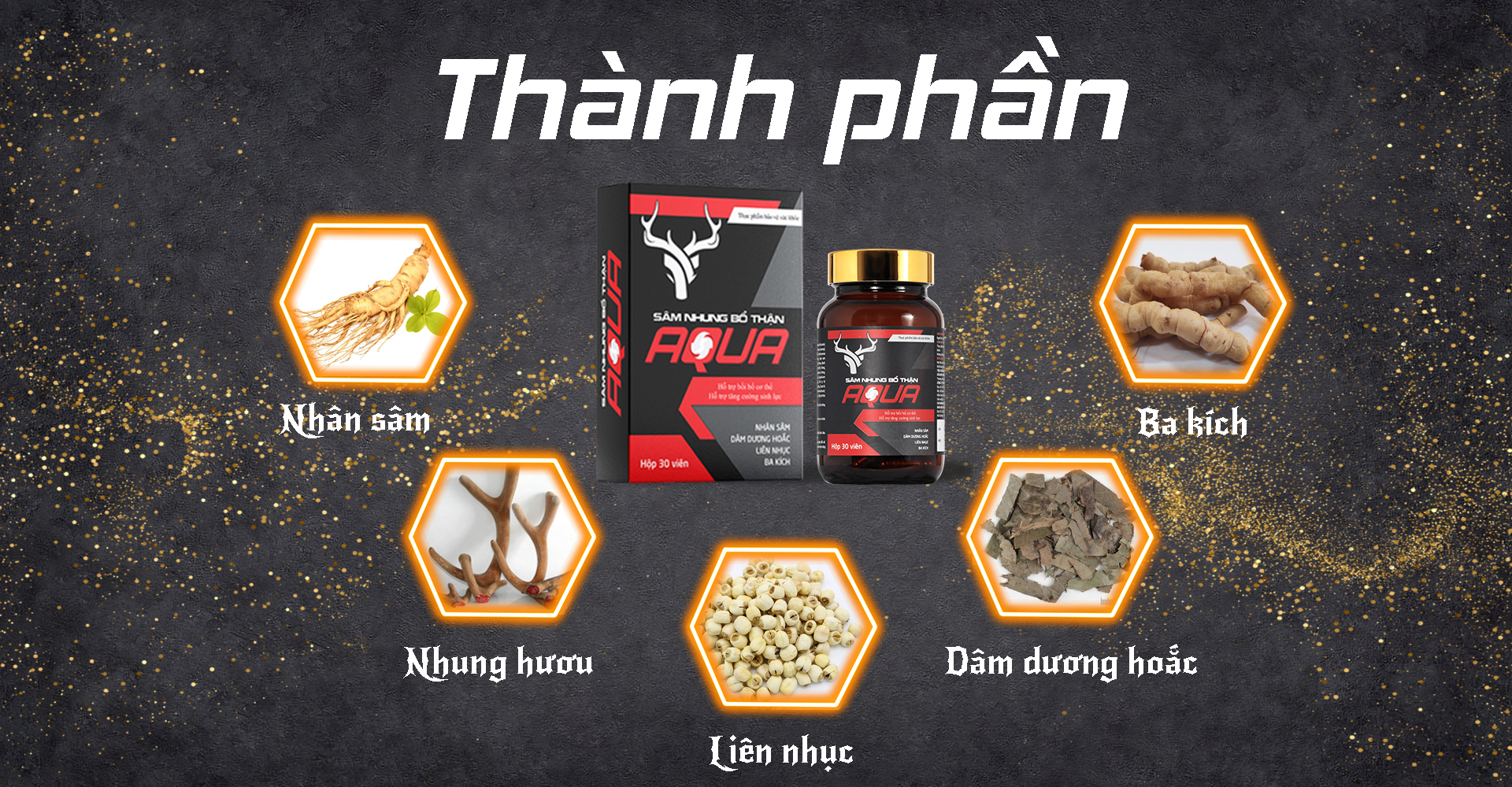 Sâm nhung bổ thận AQUA, hỗ trợ bồi bổ cơ thể, tăng cường sinh lực cho phái mạnh