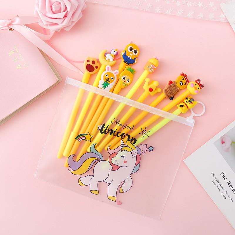 Set 10 Bút Bi Mực Nước Mặt Icon Đáng Yêu, unicorn... Bút Nước Cute