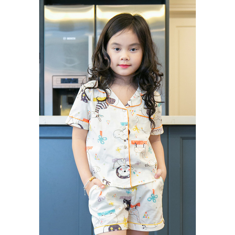 Đồ bộ Pijama bé gái nền trắng hình thú