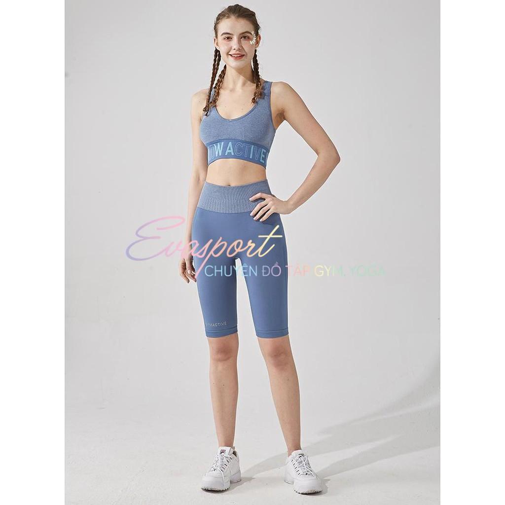 Set đồ tập gym ACTIVE tập yoga,aerobic nữ EVA Sport vải dệt kim ,co giãn tốt, mặc ôm dáng, nâng mông, tôn vòng 3