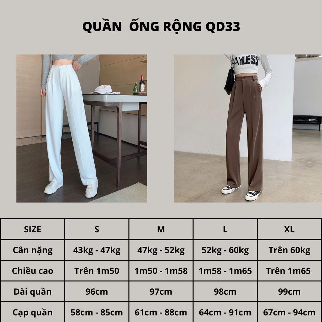 Quần Ống Rộng Dáng Suông Lưng Cao Cạp Thun Culottes - Quần Dài Nữ Ống Suông Khóa Trước Basic QD033