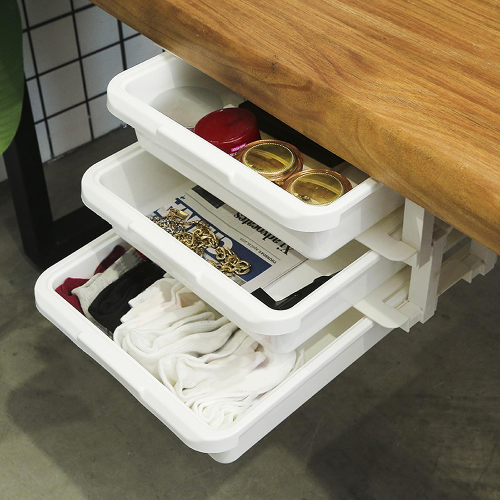 Hidden Under Desk Drawer Organizer Self-Adhesive for Kitchen Home Bedroom