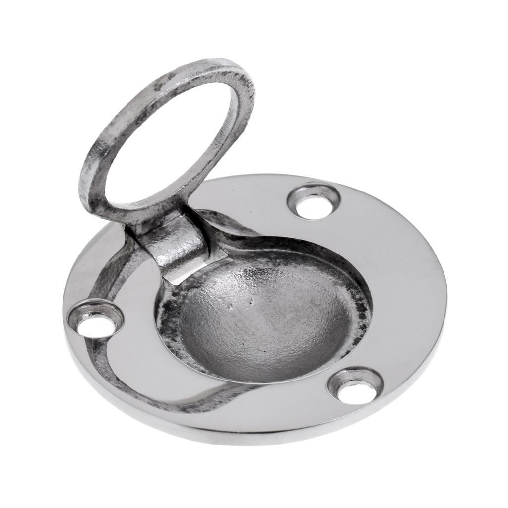 Round Flush Lift Pull Handle 49mm - Marine Stainless Steel