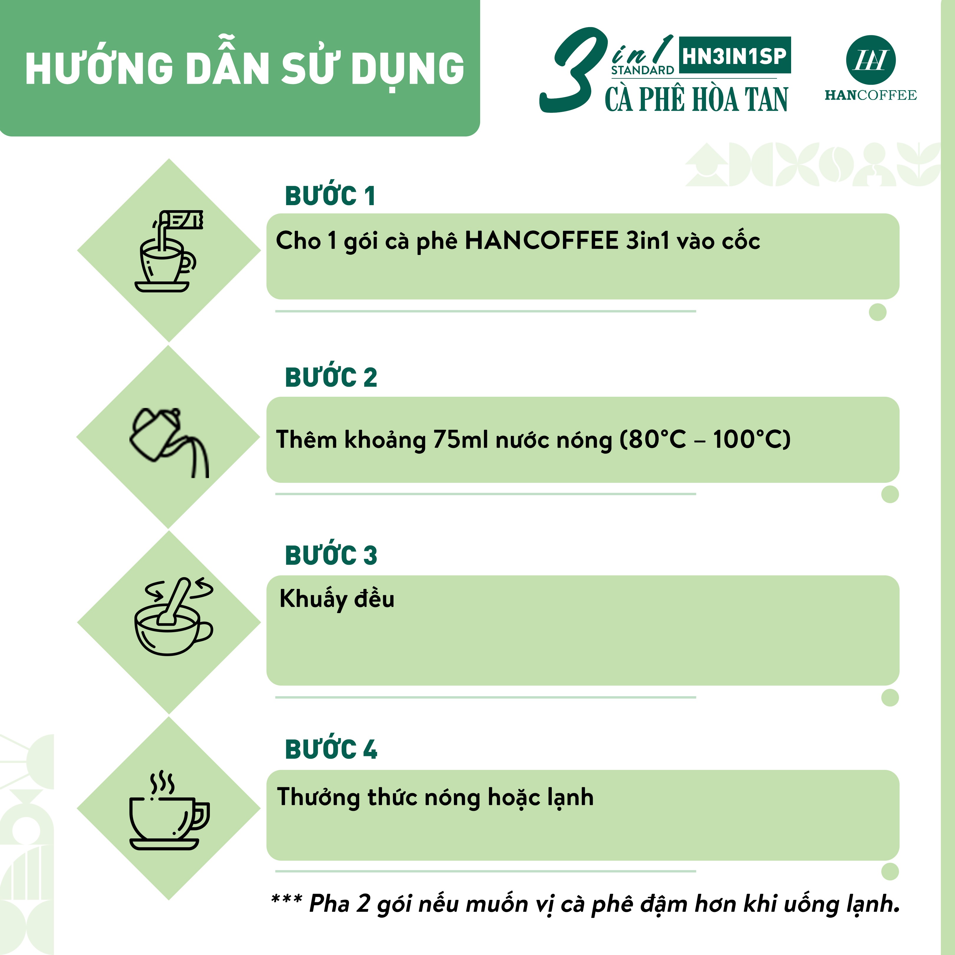 Cà Phê Hòa Tan 3in1 Sấy Phun Standard HANCOFFEE Đậm Vị Cà Phê, Ngọt Nhẹ, Béo Ngậy Túi 600gr - HN3IN1SP