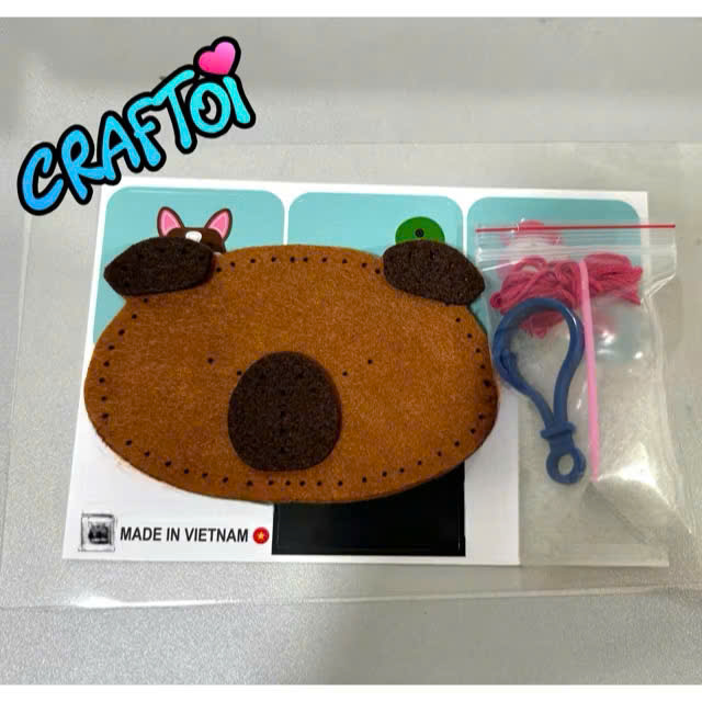 KIM NHỰA Bộ Thủ Công Trẻ Tự Làm Bông 5+  Chuột lang nước Capybara DIY Craftoi Felt Sewing toy plastic needle