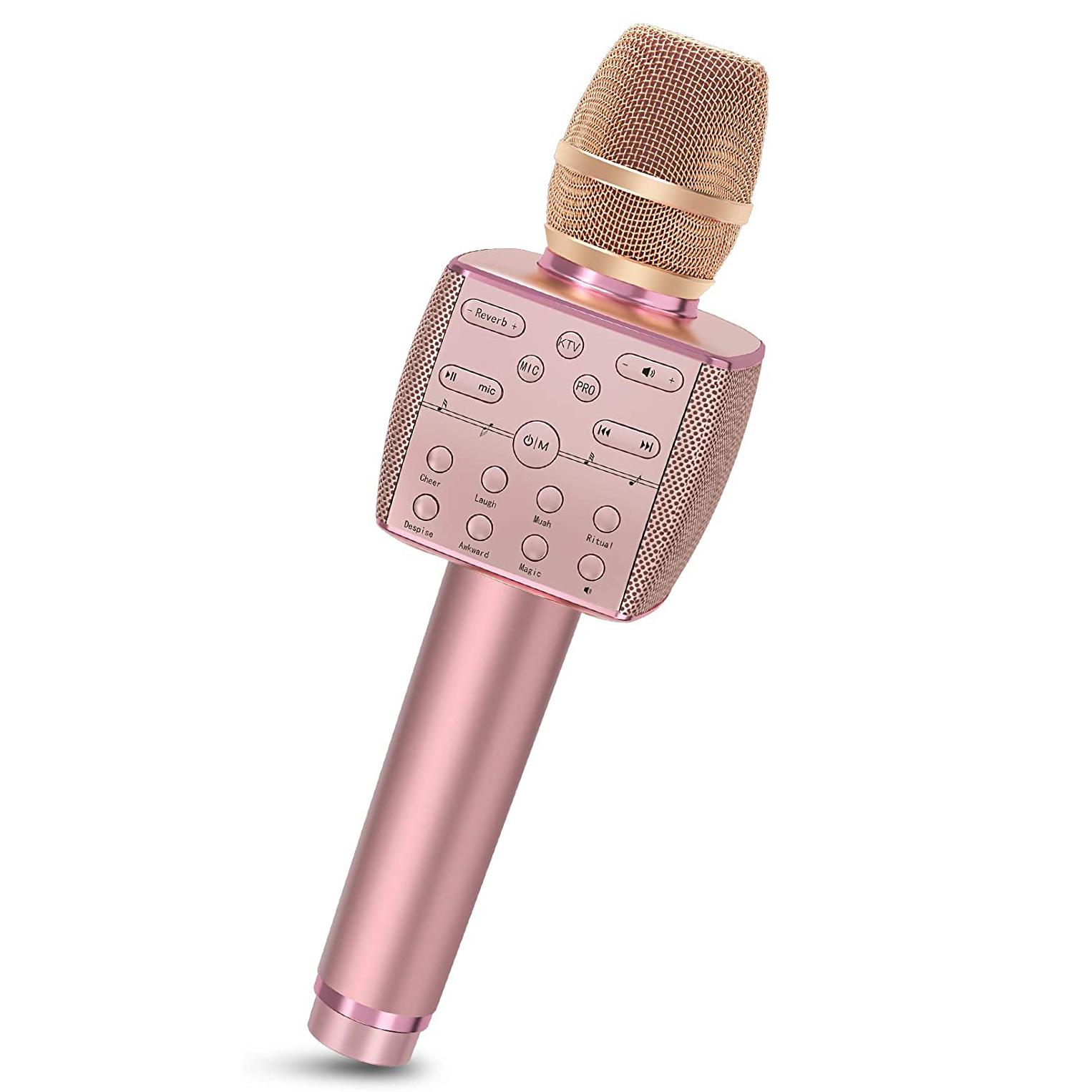 Micro Karaoke không dây Bluetooth Chuyên nghiệp Mic Chuyên nghiệp Máy hát di động cho điện thoại Bluetooth/TV/loa nhà KTV Màu sắc: Vàng