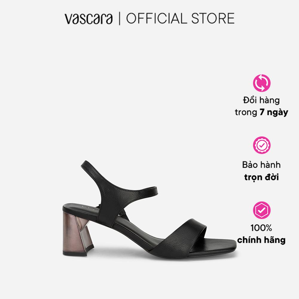 Vascara Giày Sandal Mũi Vuông Gót Si Hiệu Ứng Nhôm - SDN 0749