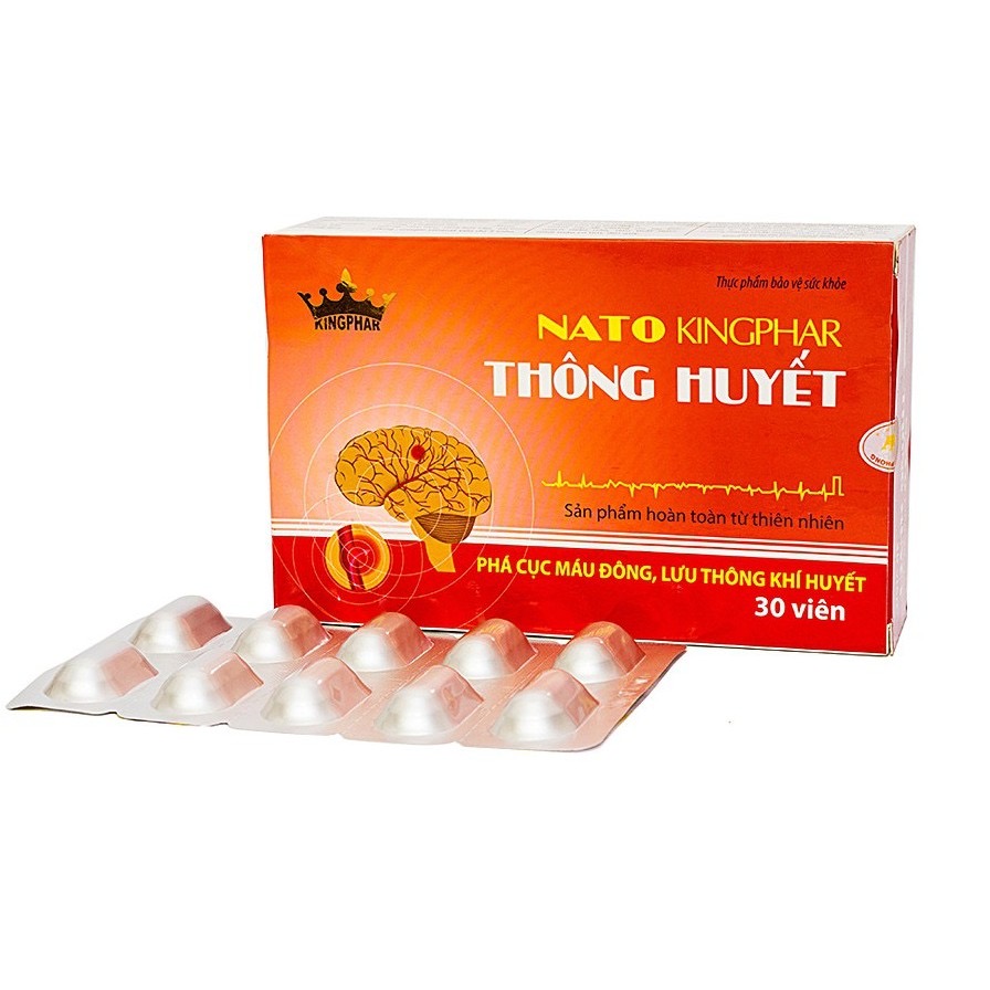 Viên uống Nato thông huyết Kingphar, hộp 30v, tăng cường tuần hoàn, phá cục máu đông