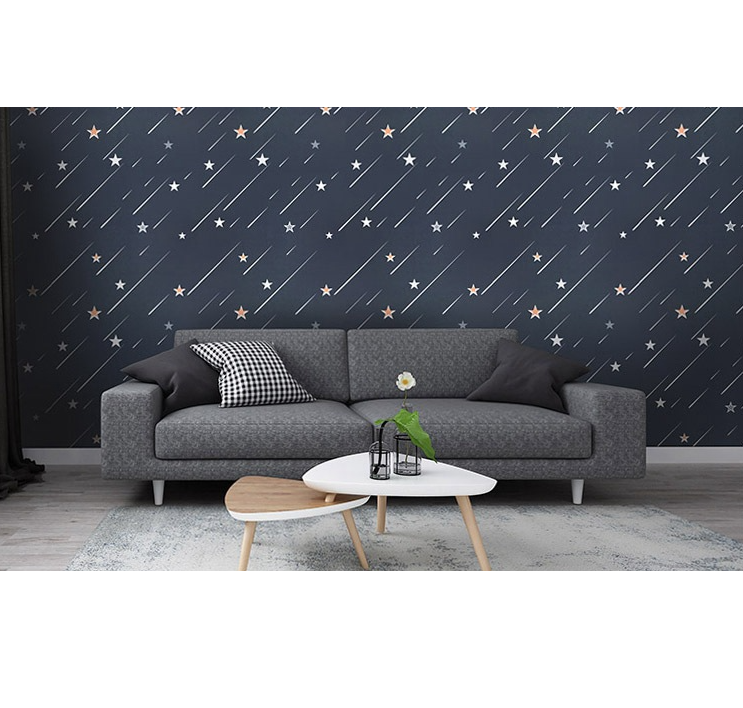 Combo 10 mét giấy dán tường, decal dán tường trang trí nhà cửa SAO BĂNG XANH ĐẬM khổ 45cm