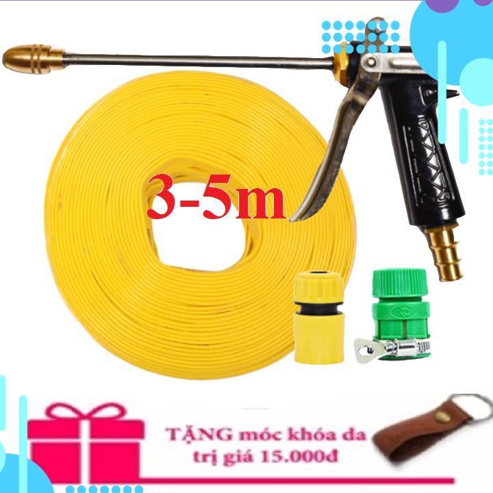 Bộ dây vòi xịt ️bơm nước phun sương️ , tăng áp 3 lần,loại 3m,5m 206318 đầu đồng,cút,nối nhựa vàng+ móc khoá
