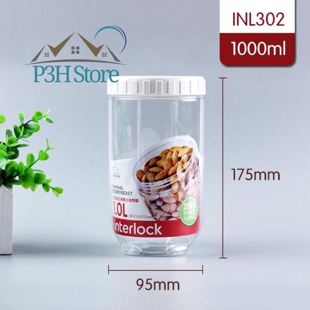 Bộ 4 hộp nhựa Interlock của Lock&amp;Lock (2x1L,2x500ml) INL301S001