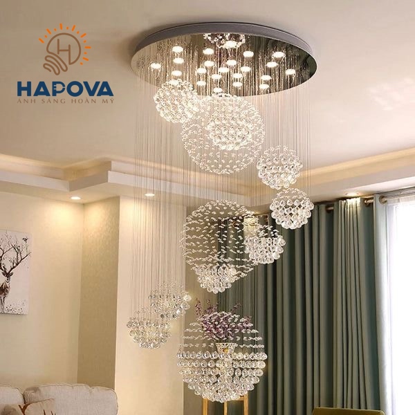 Đèn thả thông tầng phi 800mm Dài 1m8 Hoặc D1000mm Dài 2.5 mét mã HAPOVA GLOSY 5835
