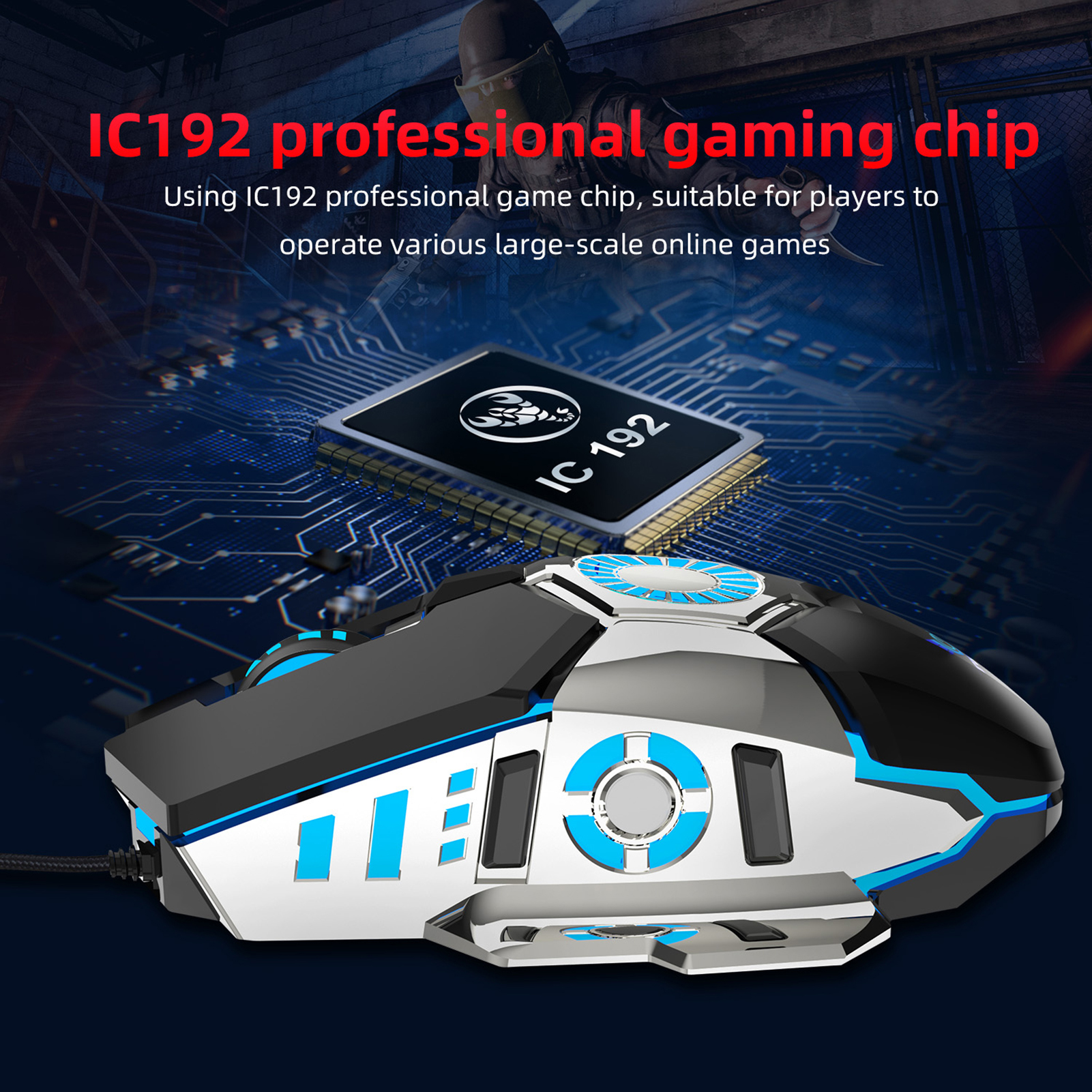 HXSJ J700 Macro Programmable Gaming Mouse Colorful Breathing Light Gaming Mouse with Adjustable DPI for PC Notebook