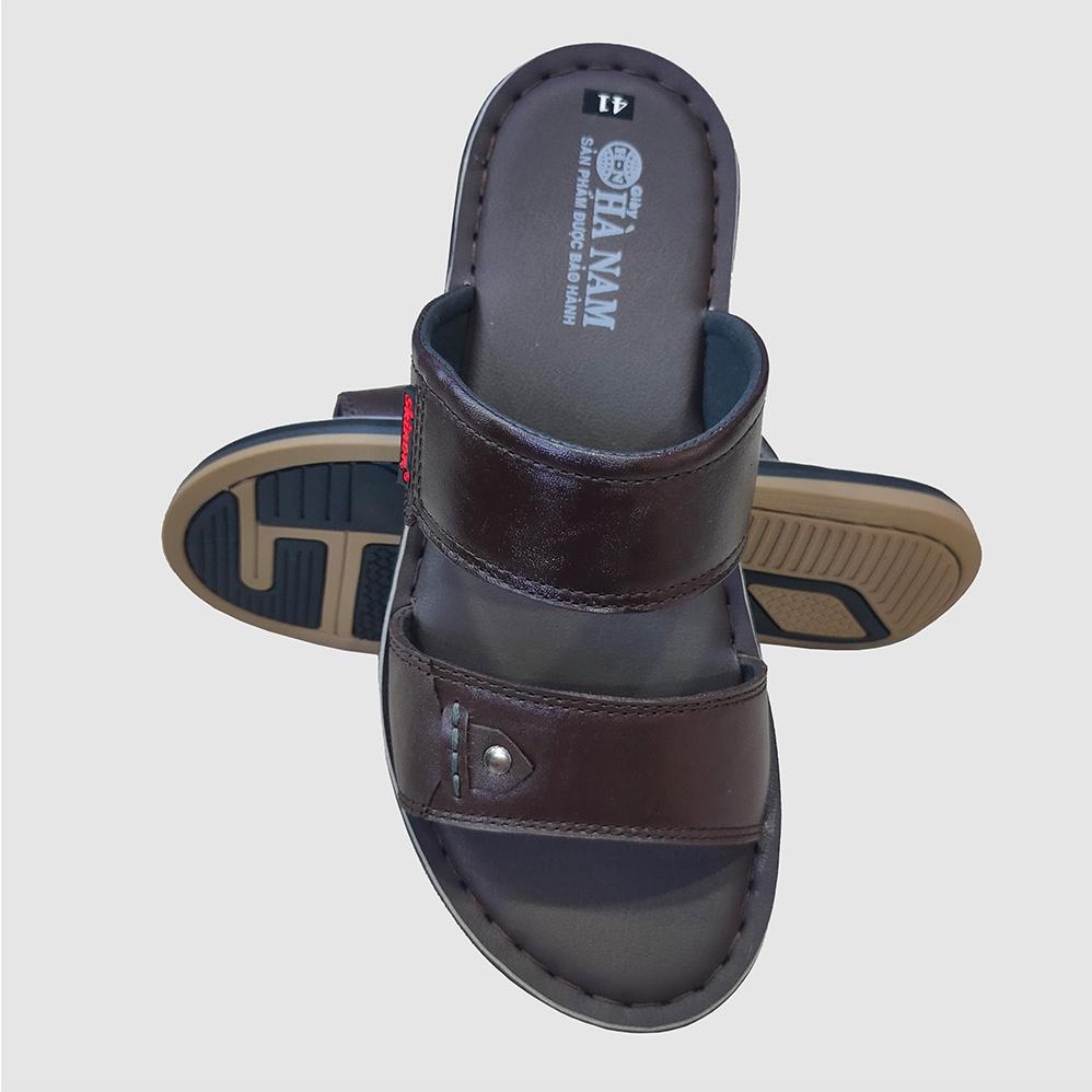 Dép Nam Quai Ngang HÀ NAM Da Bò Thật Cao Cấp DNA2157c