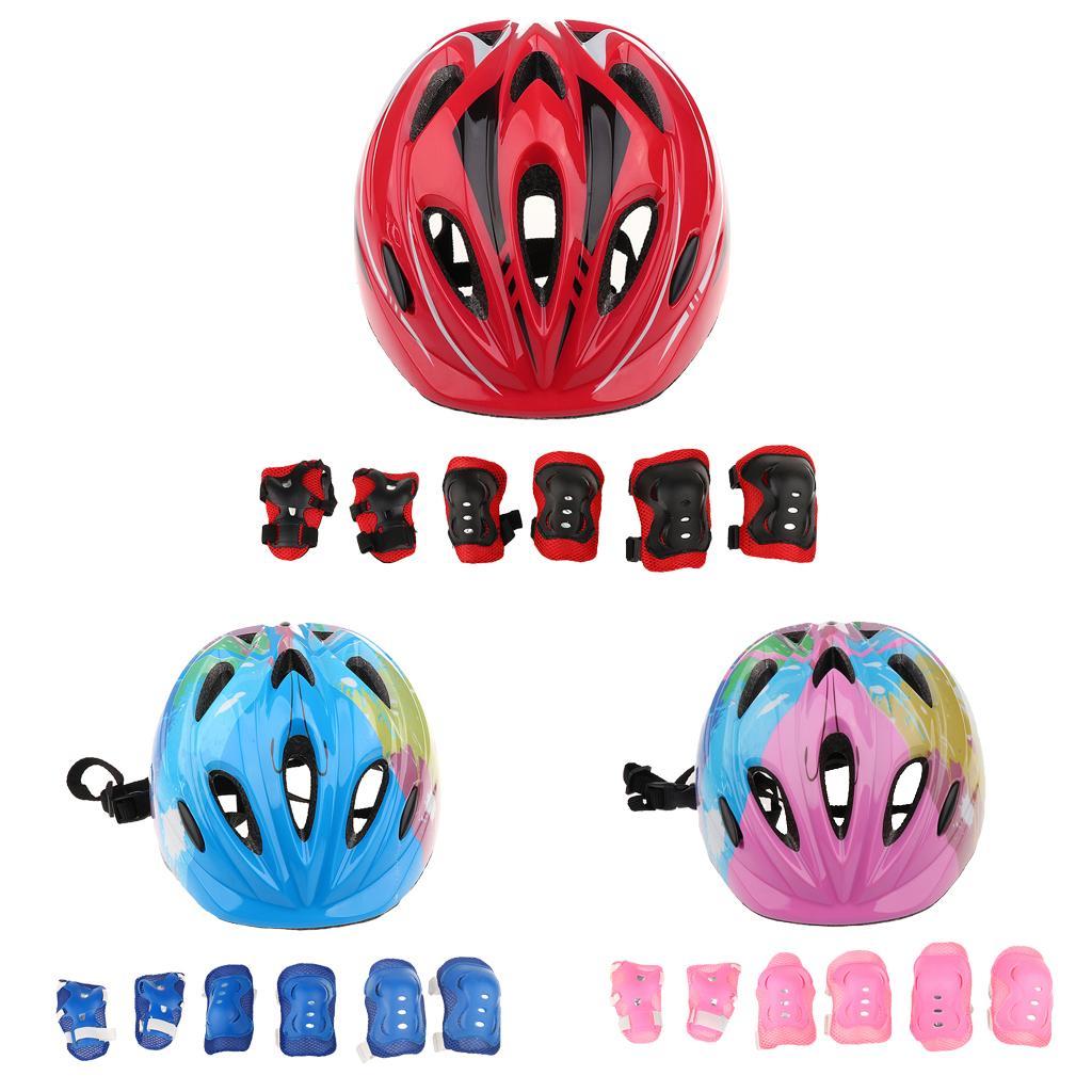 2x7 Pieces Kid Child Roller Skating Bike  Knee Wrist Guard Elbow Pad Set Pink